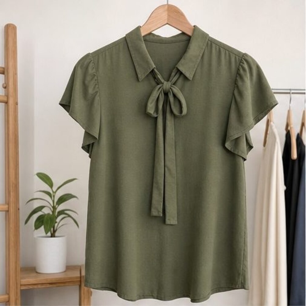 Olive Peplum Top